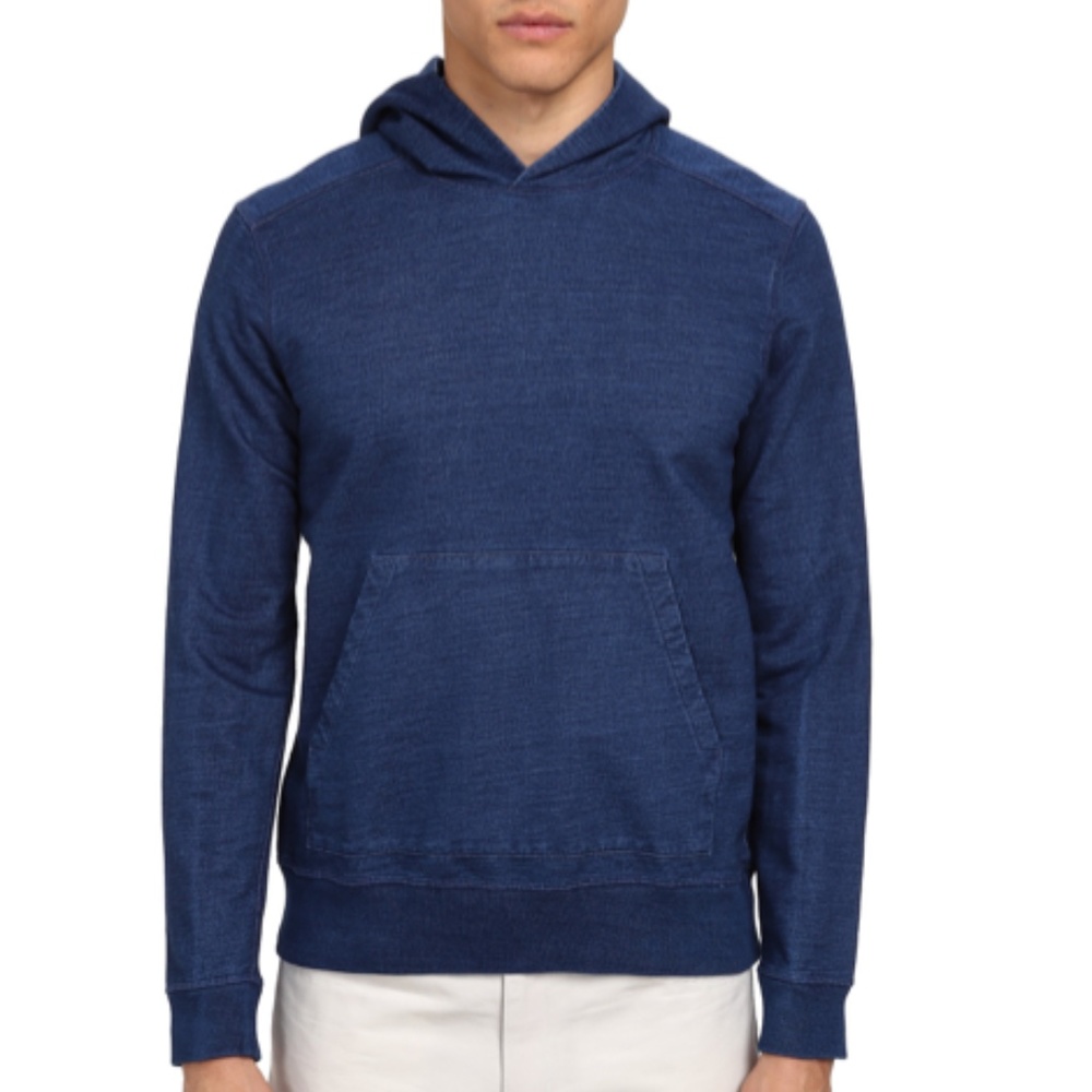 Theory Danen Psh Hoodie Sweatshirt Denim Terry M - Picture 3 of 9